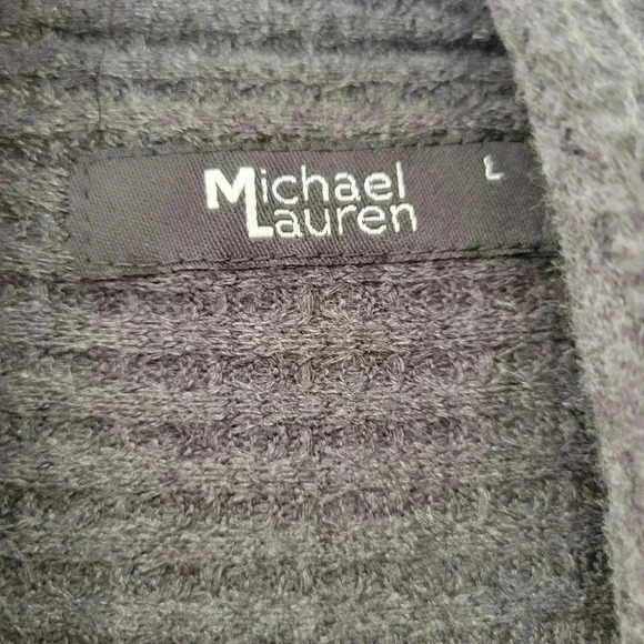 Michael Lauren X Revolve Ribbed Knit Draped Charcoal Gray Cardigan Large - Picture 4 of 6